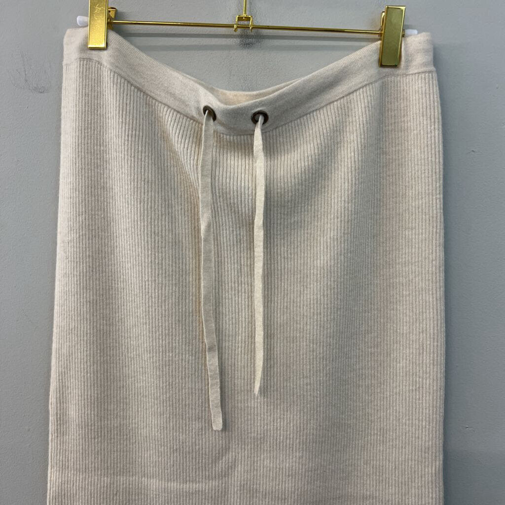 CASLON Beige Ribbed Midi Skirt Medium