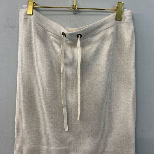 CASLON Beige Ribbed Midi Skirt Medium