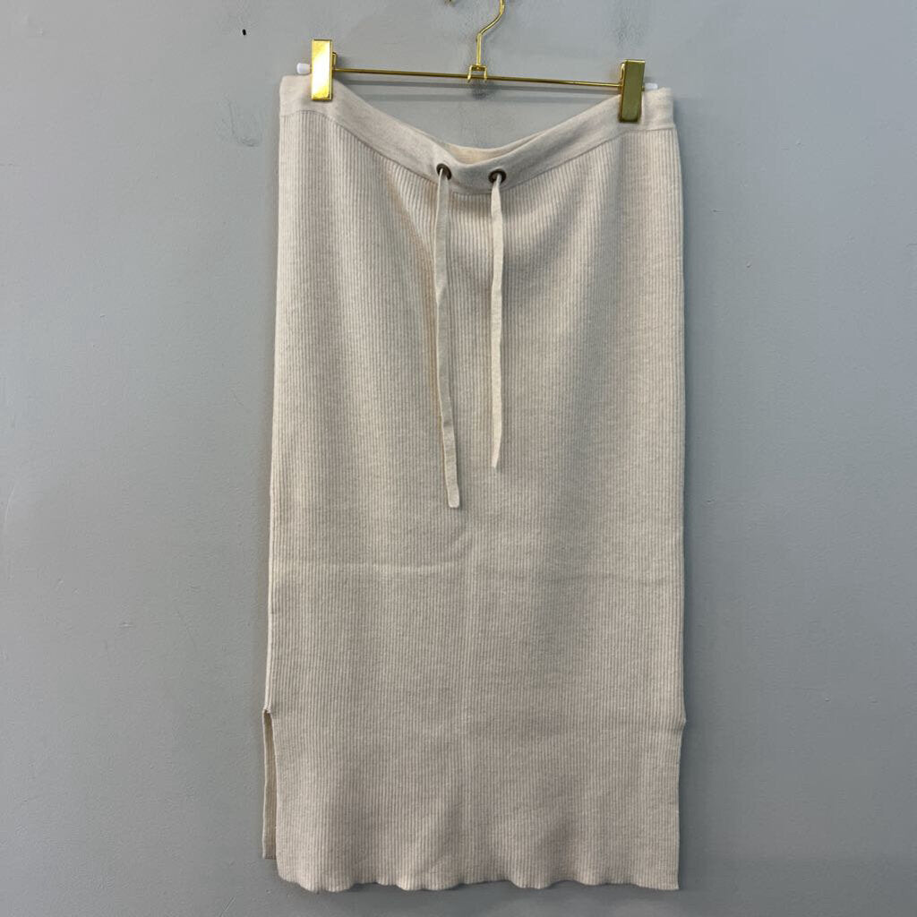 CASLON Beige Ribbed Midi Skirt Medium
