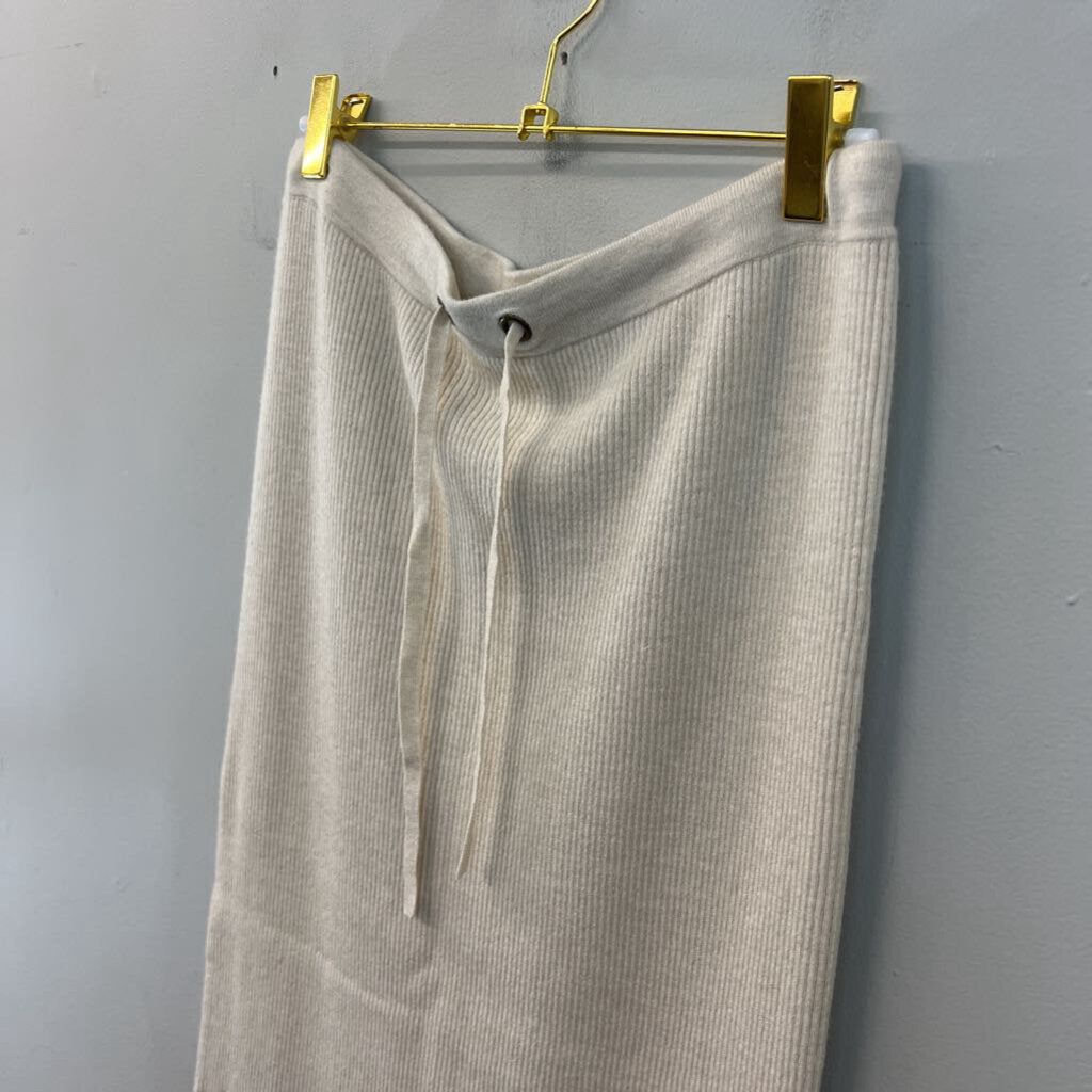 CASLON Beige Ribbed Midi Skirt Medium