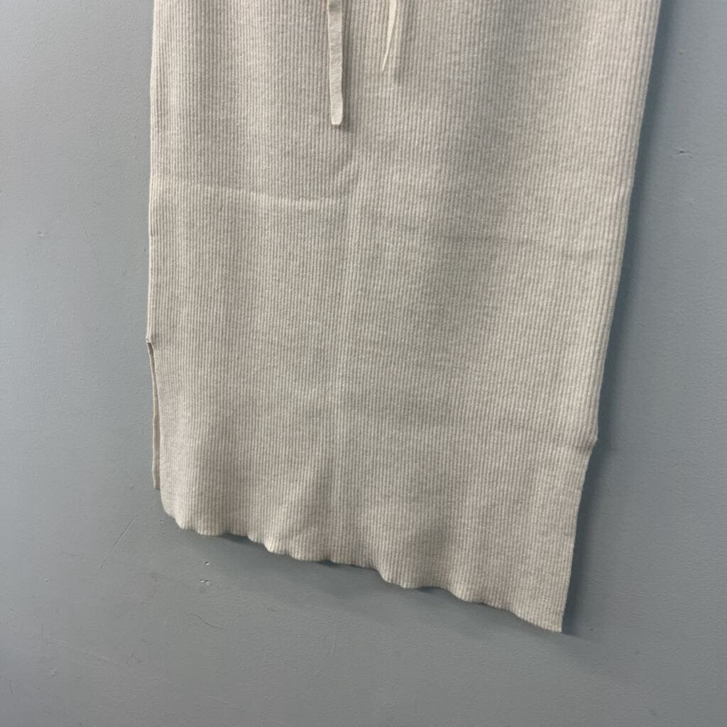 CASLON Beige Ribbed Midi Skirt Medium