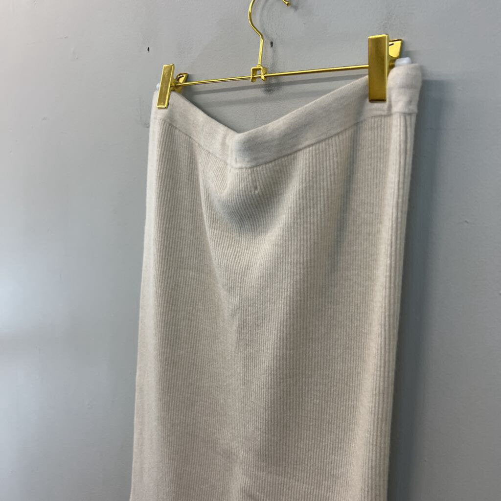 CASLON Beige Ribbed Midi Skirt Medium