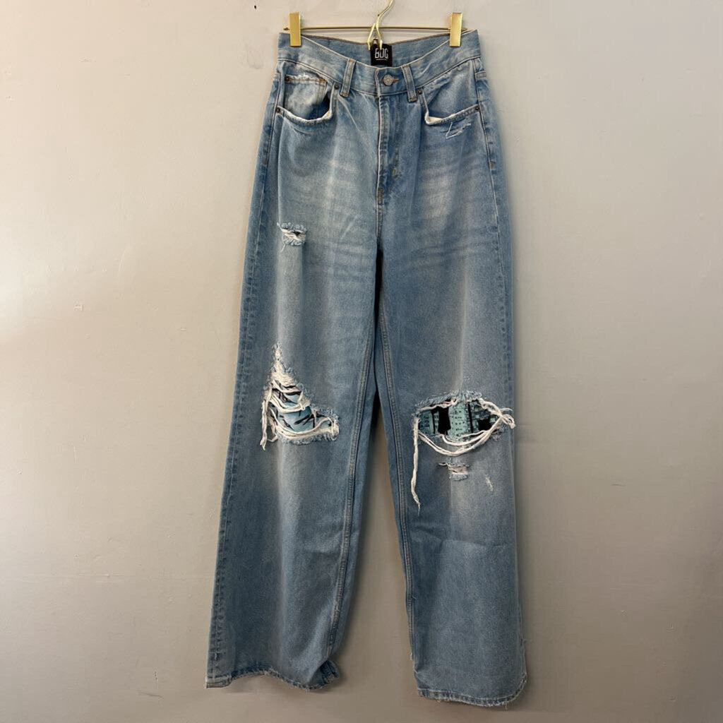 BDG Light Wash Patchwork Wide Leg Denim Jeans 26