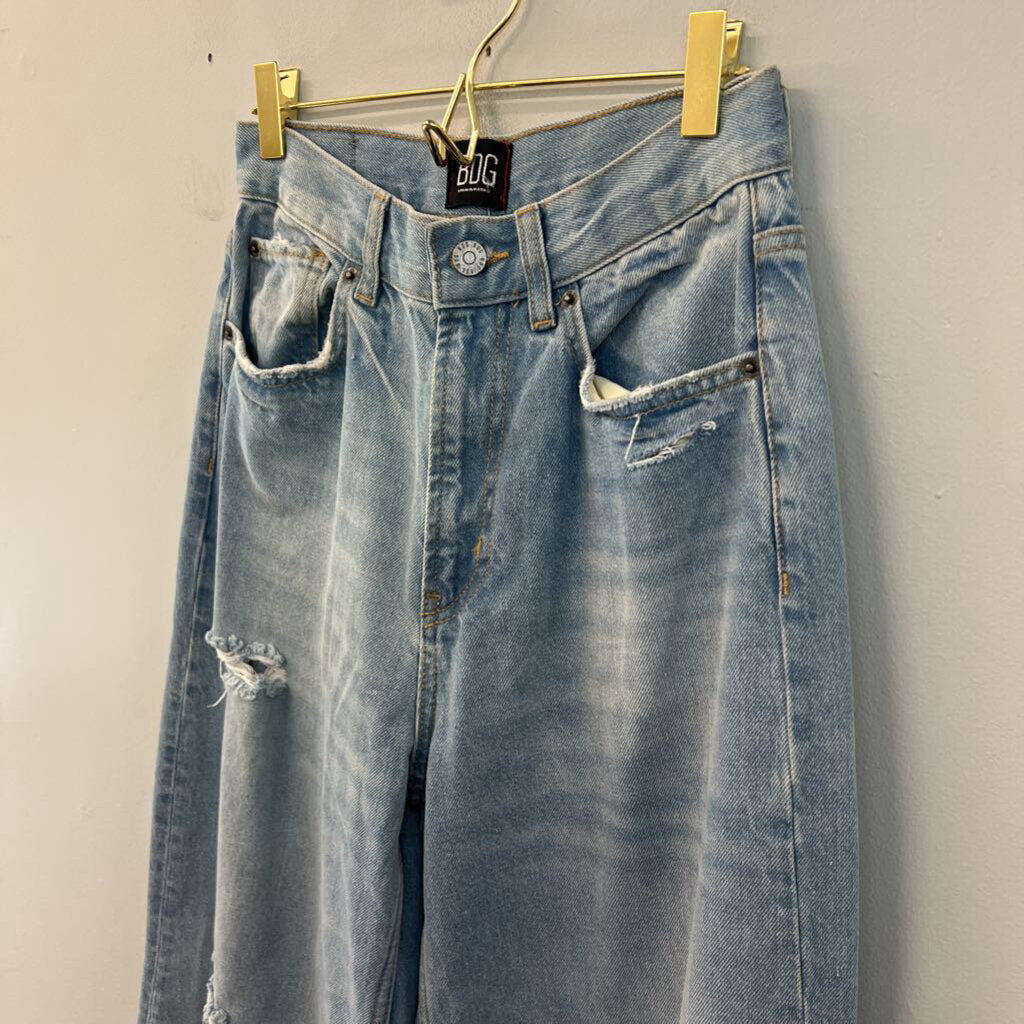 BDG Light Wash Patchwork Wide Leg Denim Jeans 26