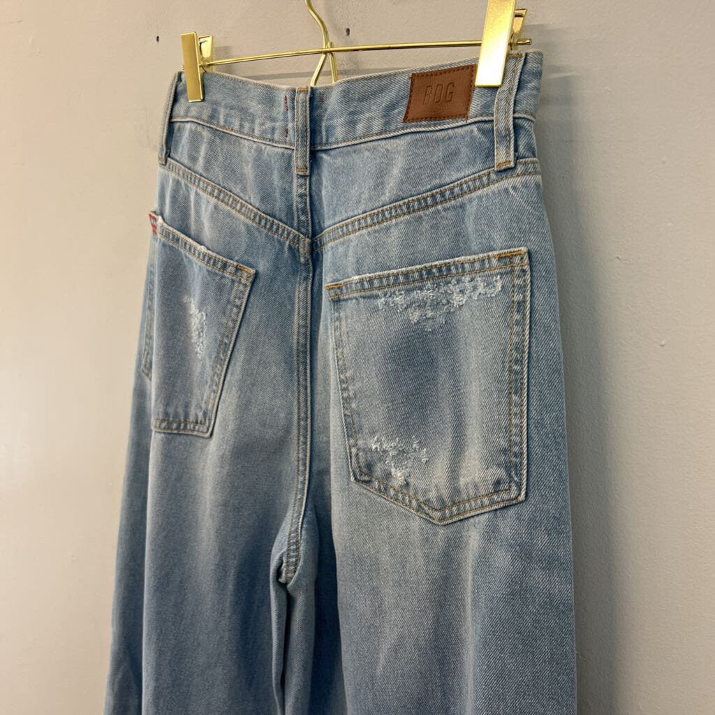 BDG Light Wash Patchwork Wide Leg Denim Jeans 26