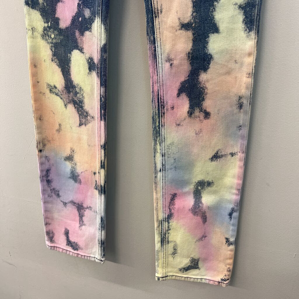 Roberto Cavalli Medium Wash Bleached Tie Dye Jeans 40