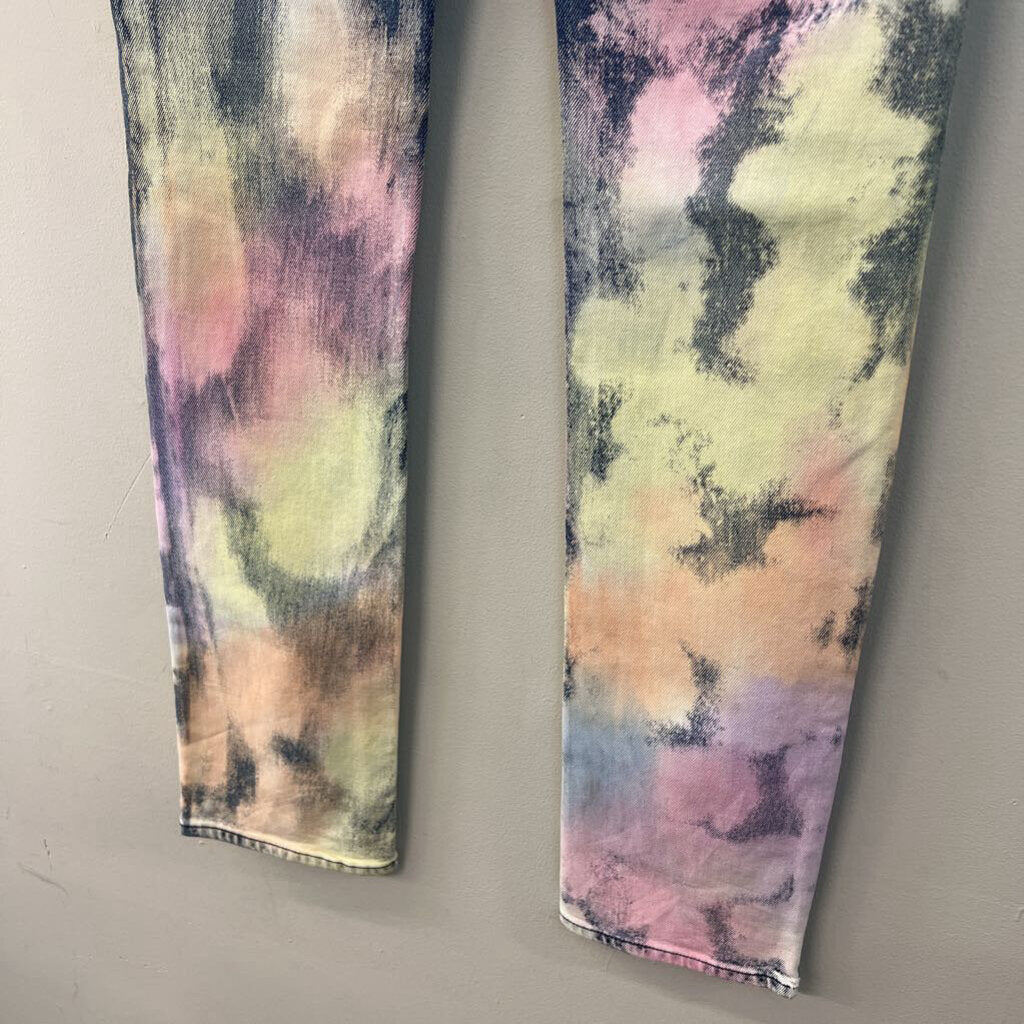 Roberto Cavalli Medium Wash Bleached Tie Dye Jeans 40