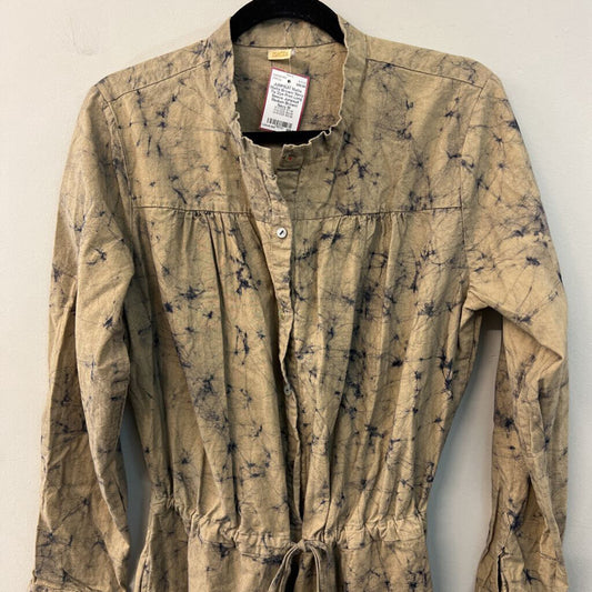 Matta Brown/ Navy Tie Dye Print Long Sleeve Jumpsuit Medium