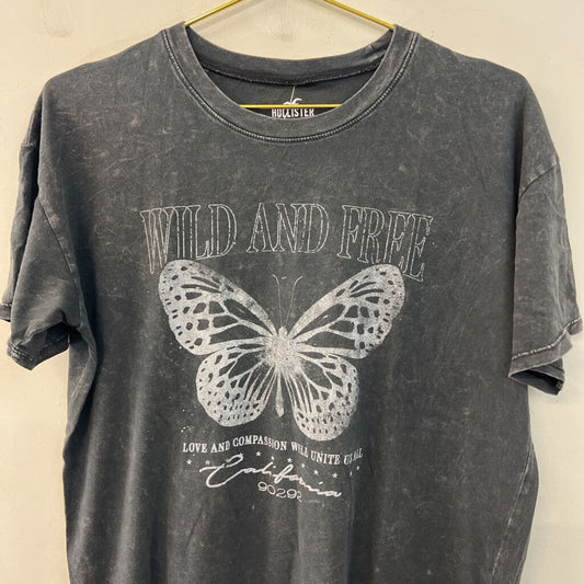 Hollister Grey Wild and Free Short Sleeve Graphic Tee Small