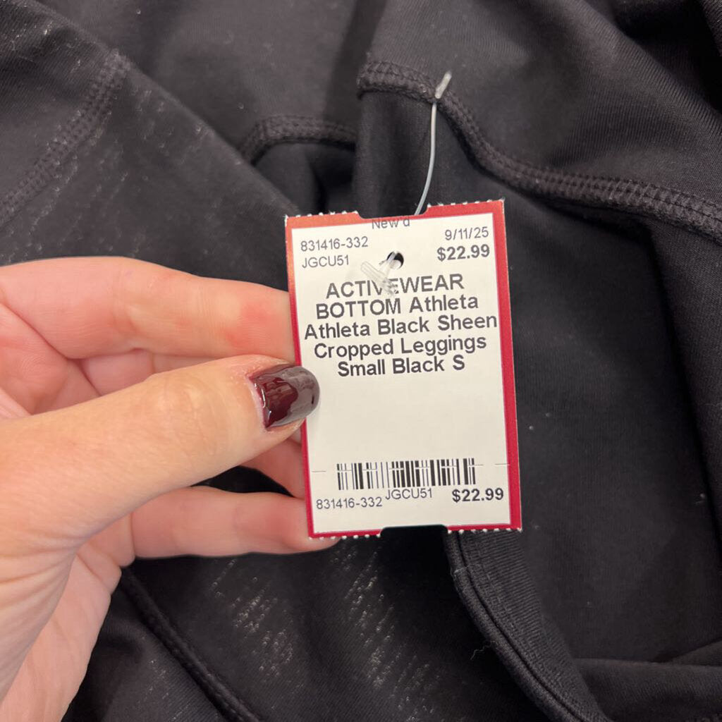 Athleta Black Sheen Cropped Leggings Small