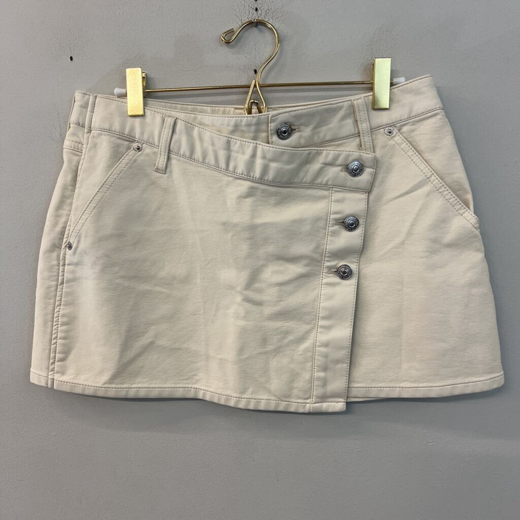 We The Free Cream Leather Wrap Mini Skirt 28