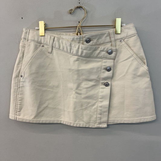 We The Free Cream Leather Wrap Mini Skirt 28