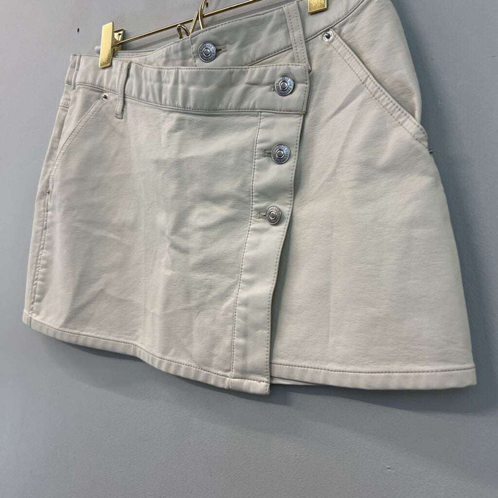 We The Free Cream Leather Wrap Mini Skirt 28