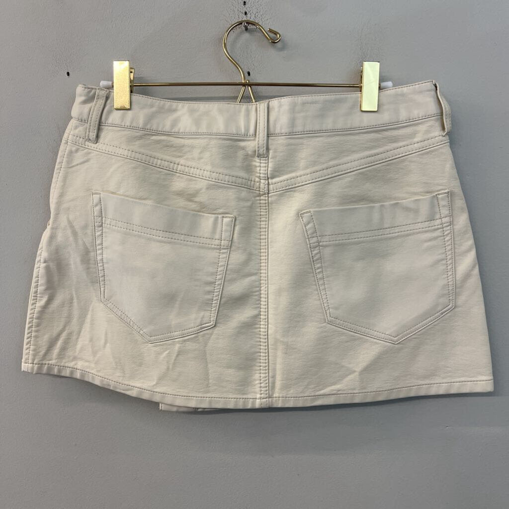 We The Free Cream Leather Wrap Mini Skirt 28