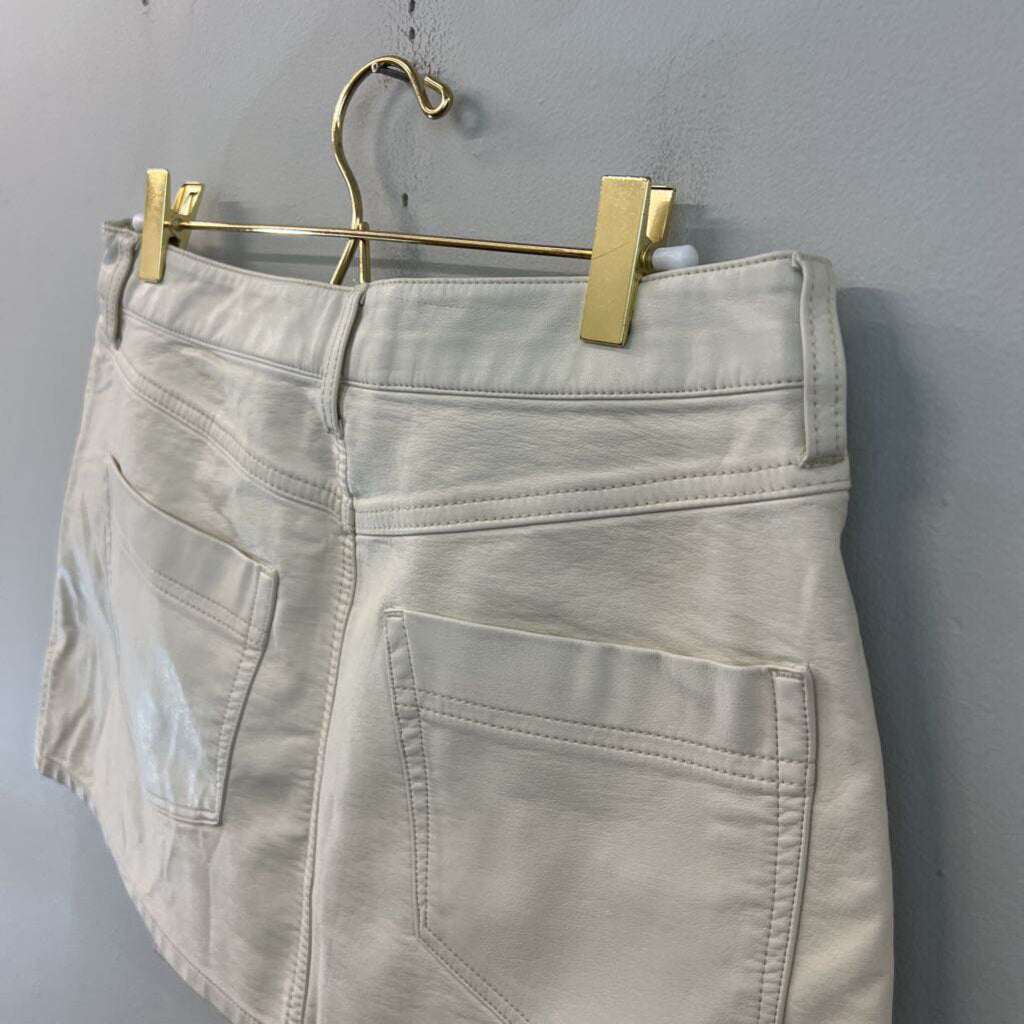 We The Free Cream Leather Wrap Mini Skirt 28