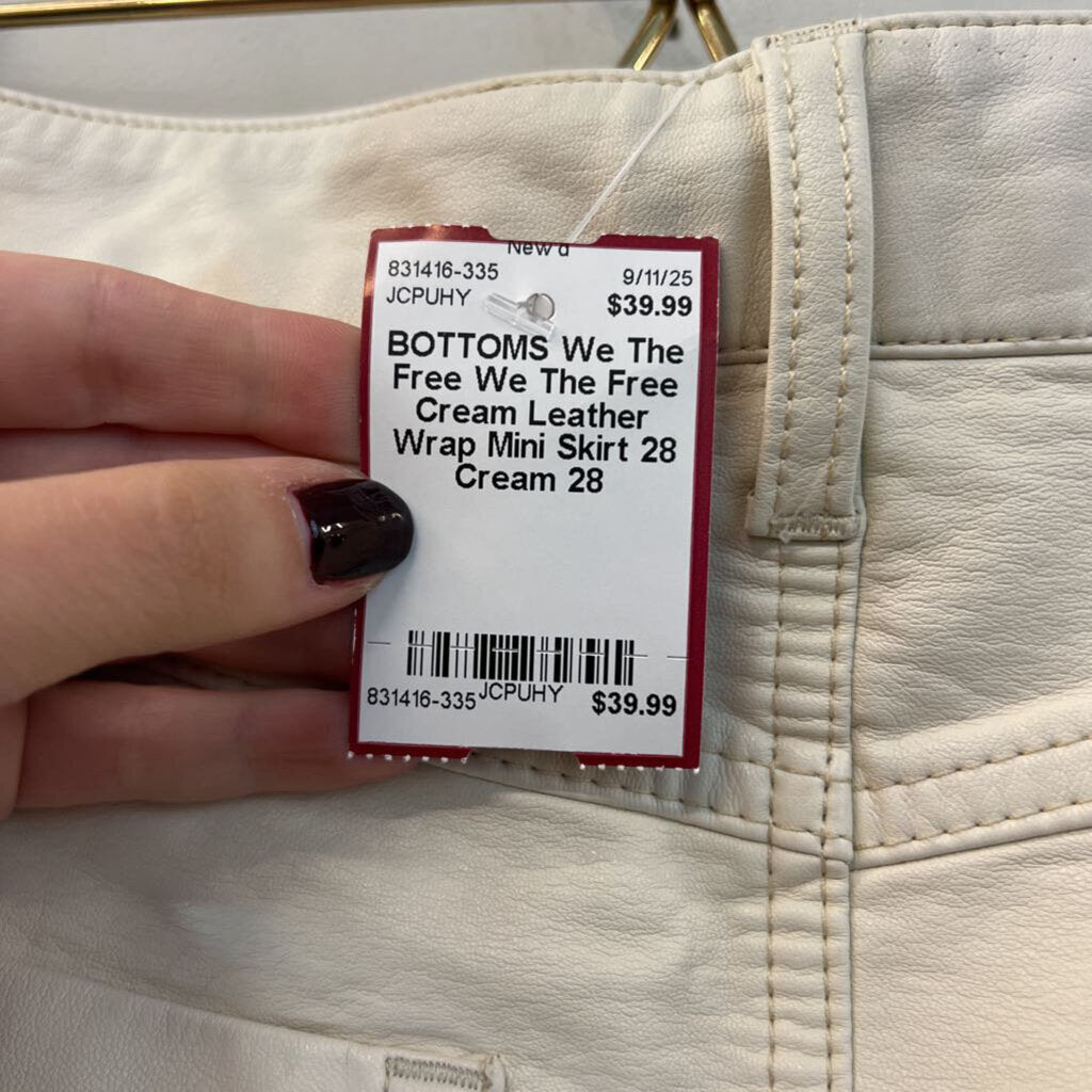 We The Free Cream Leather Wrap Mini Skirt 28
