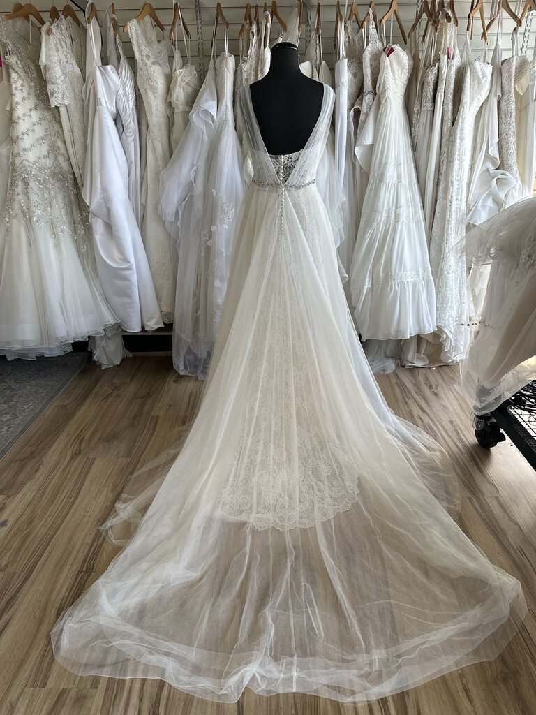 Jasmine Collection Ivory/ Champagne Lace Bridal Gown With Ivory Tulle Overlay 14