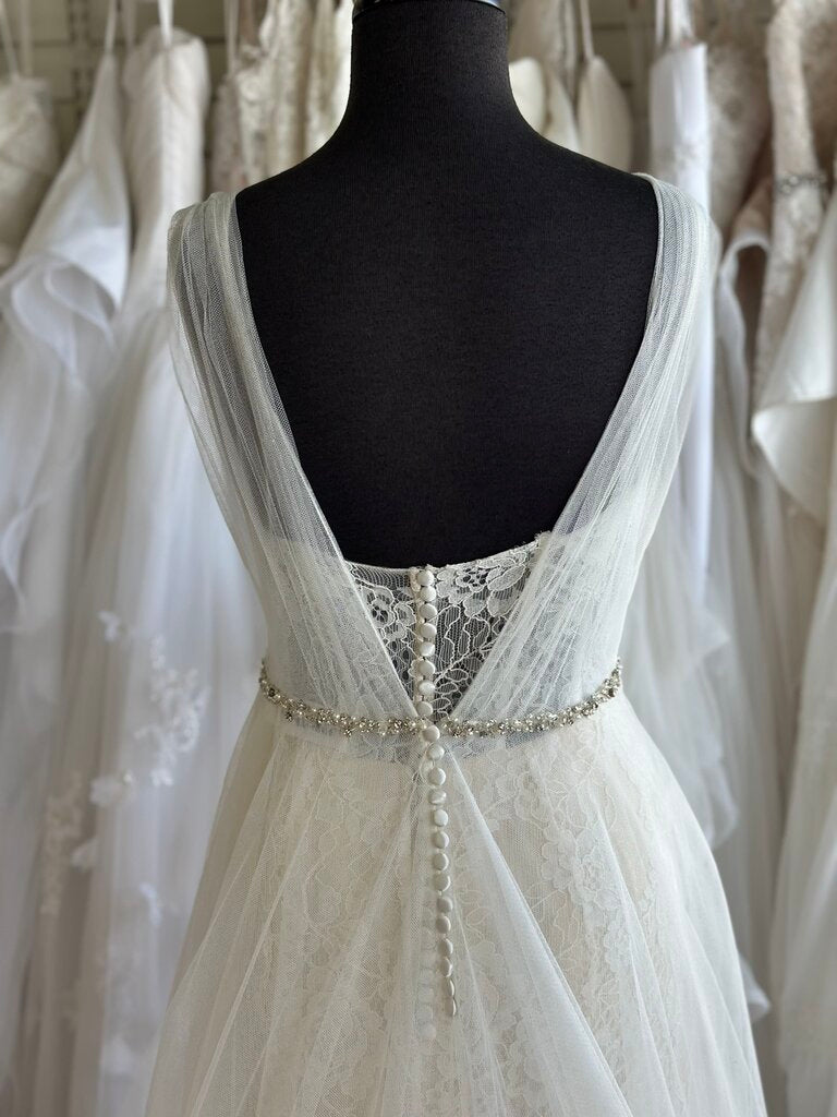 Jasmine Collection Ivory/ Champagne Lace Bridal Gown With Ivory Tulle Overlay 14