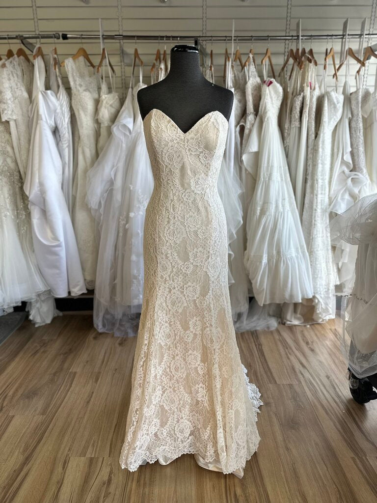 Jasmine Collection Ivory/ Champagne Lace Bridal Gown With Ivory Tulle Overlay 14