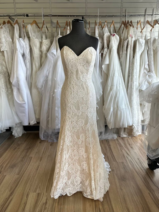 Jasmine Collection Ivory/ Champagne Lace Bridal Gown With Ivory Tulle Overlay 14