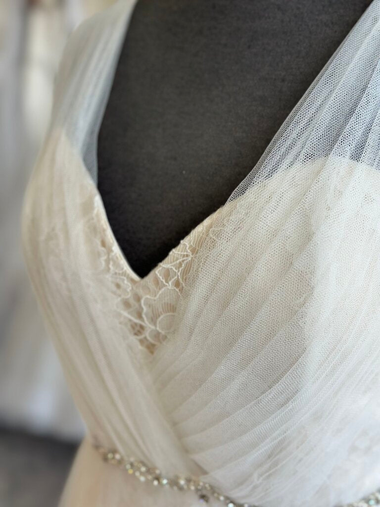 Jasmine Collection Ivory/ Champagne Lace Bridal Gown With Ivory Tulle Overlay 14