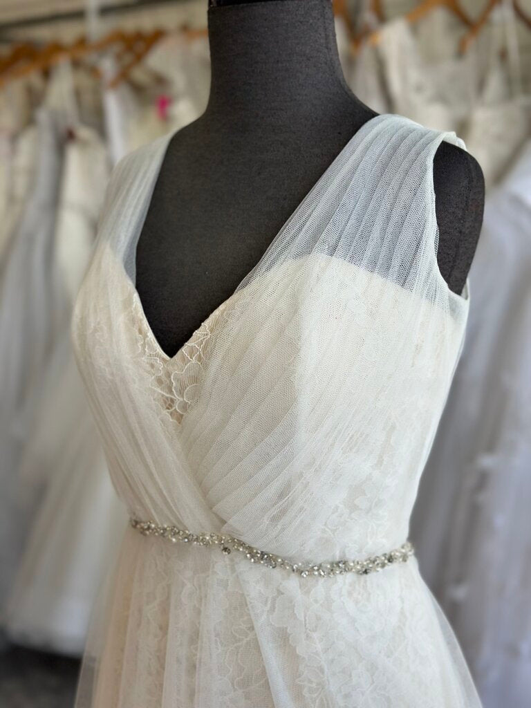 Jasmine Collection Ivory/ Champagne Lace Bridal Gown With Ivory Tulle Overlay 14