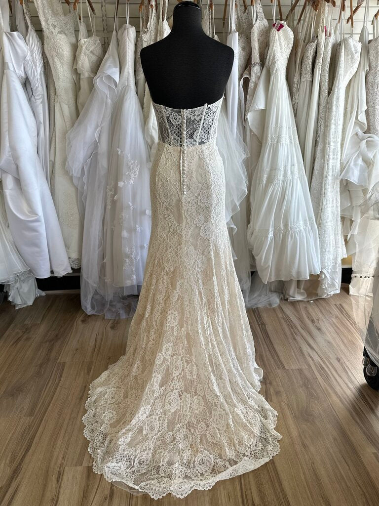 Jasmine Collection Ivory/ Champagne Lace Bridal Gown With Ivory Tulle Overlay 14