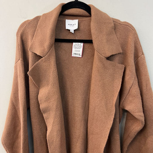 Gilli Brown Knit Long Sleeve Tie Waist Cardigan Sweater Large