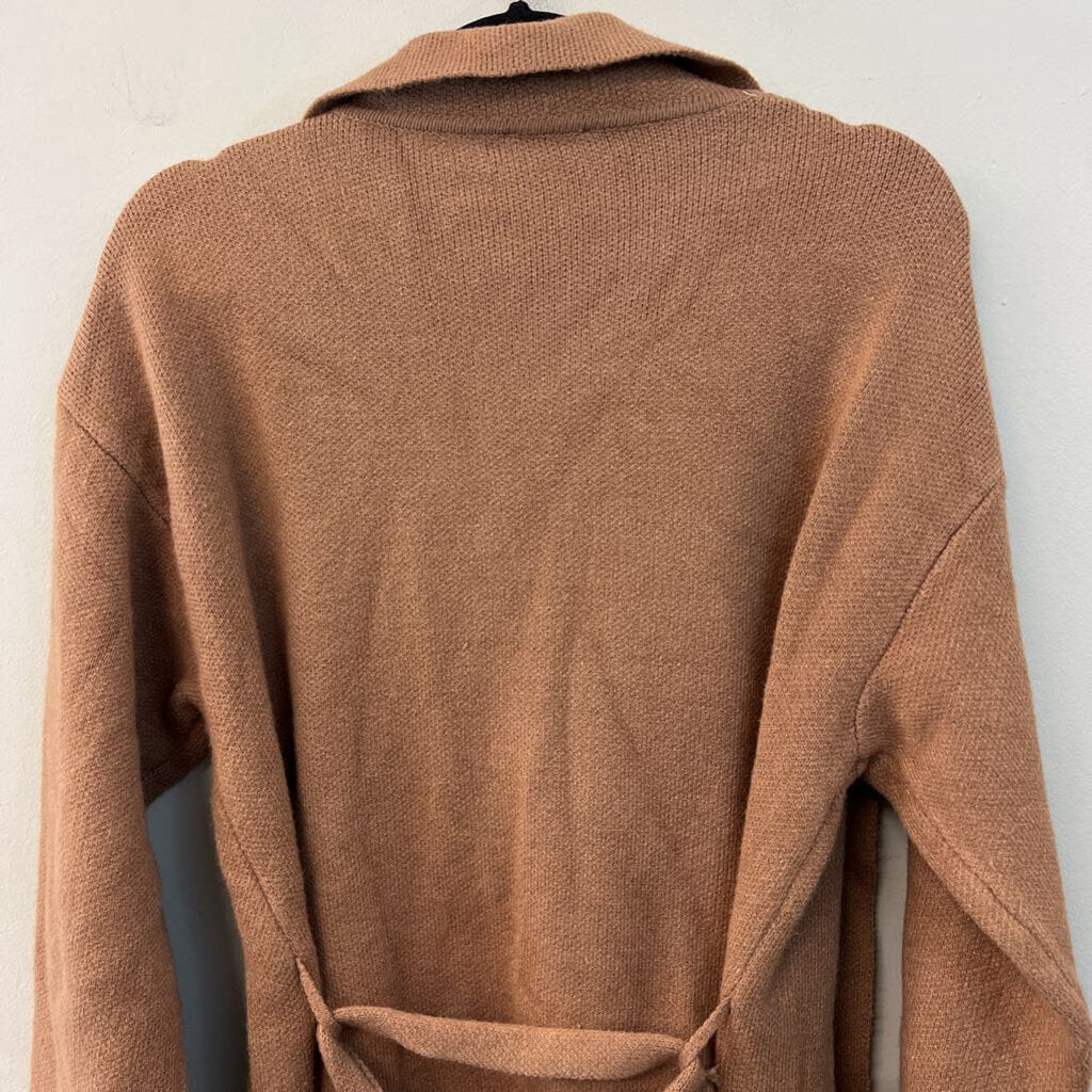 Gilli Brown Knit Long Sleeve Tie Waist Cardigan Sweater Large