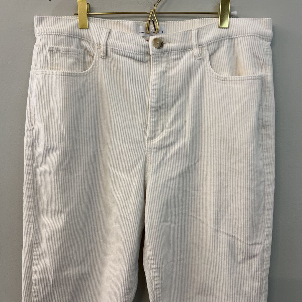 Loft White Corduroy Wide Leg Pants 32