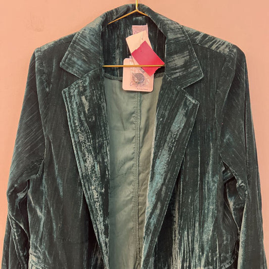 Cozy Co Green Velvet Long Sleeve Button Down Top Large