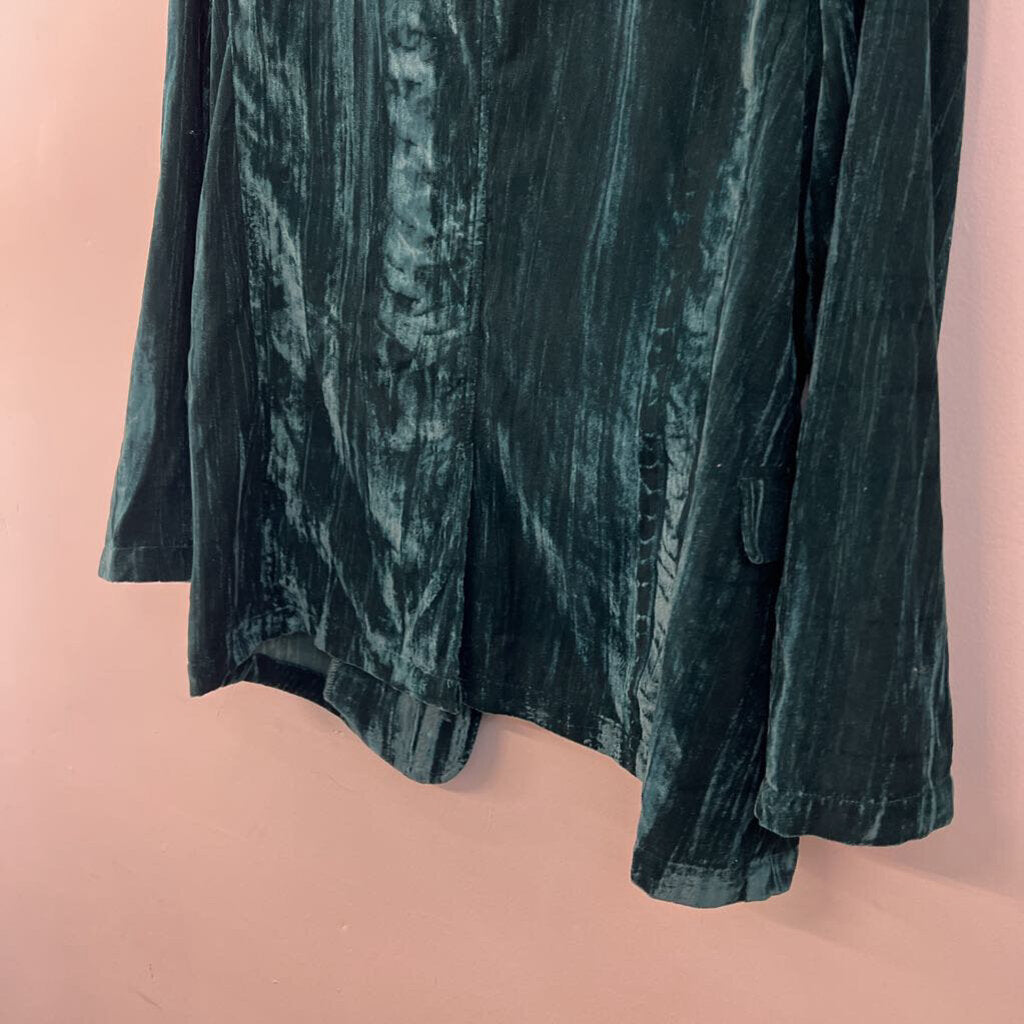 Cozy Co Green Velvet Long Sleeve Button Down Top Large