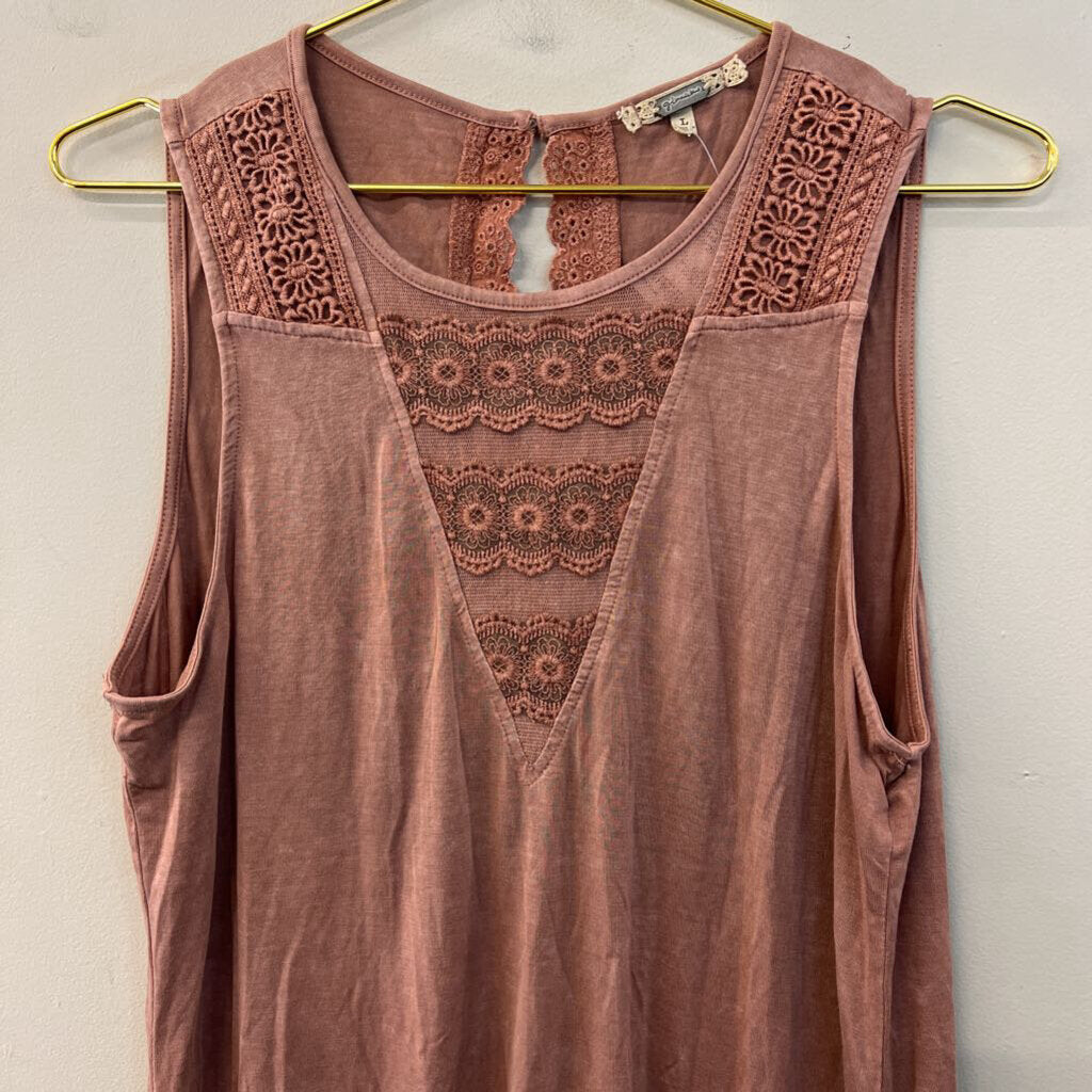 Gimmicks Pink Lace Detail Tank Top Large