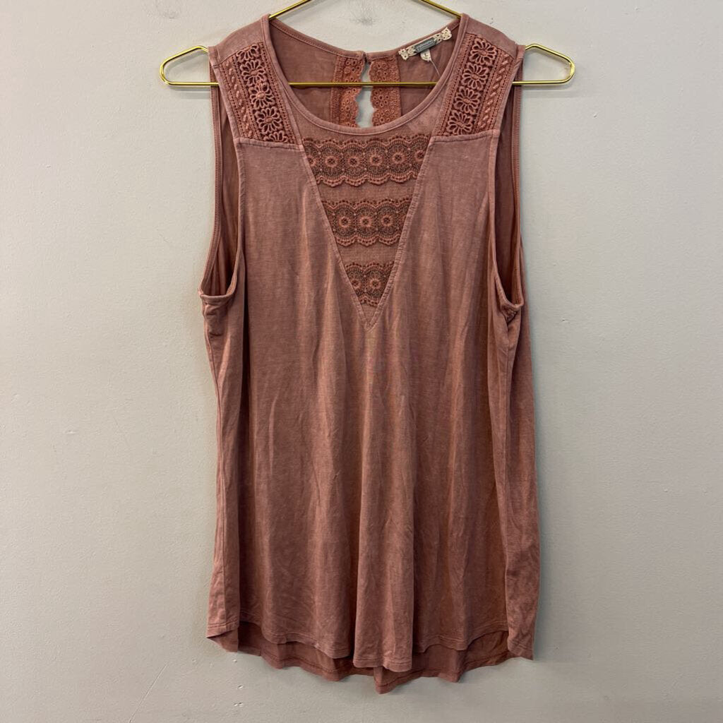 Gimmicks Pink Lace Detail Tank Top Large