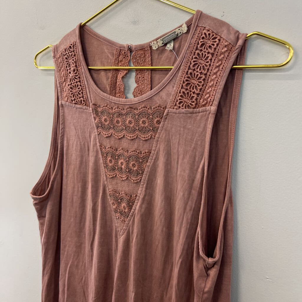 Gimmicks Pink Lace Detail Tank Top Large