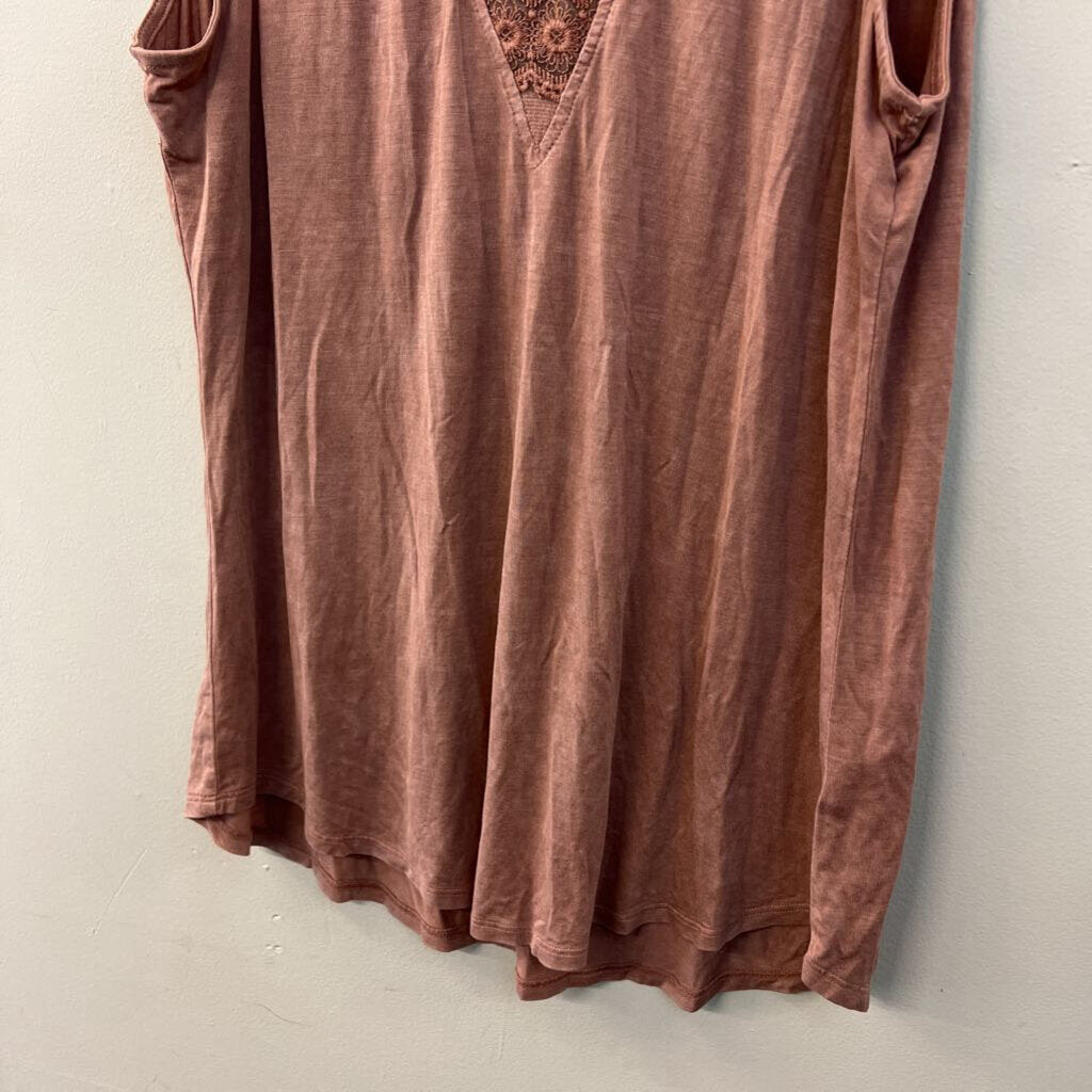 Gimmicks Pink Lace Detail Tank Top Large