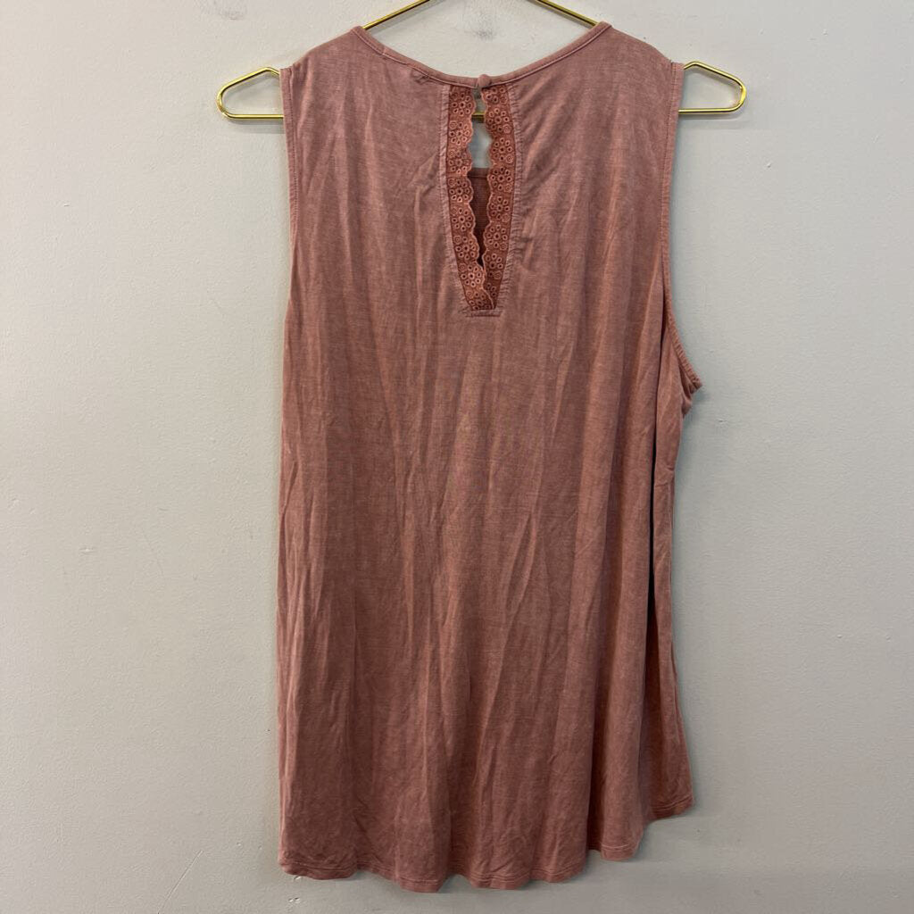 Gimmicks Pink Lace Detail Tank Top Large