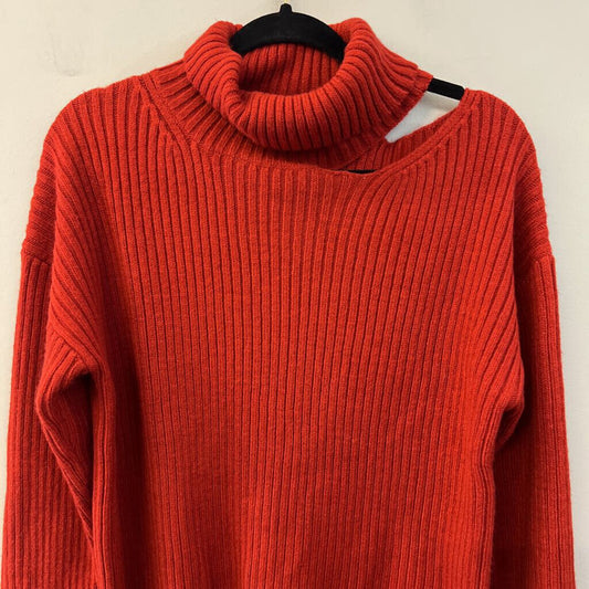 Idem Ditto Red Knit Open Shoulder Turtleneck Sweater Large