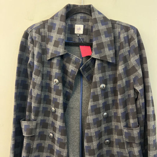 Cabi Grey/ Black/ Blue Print Lightweight Jacket Medium