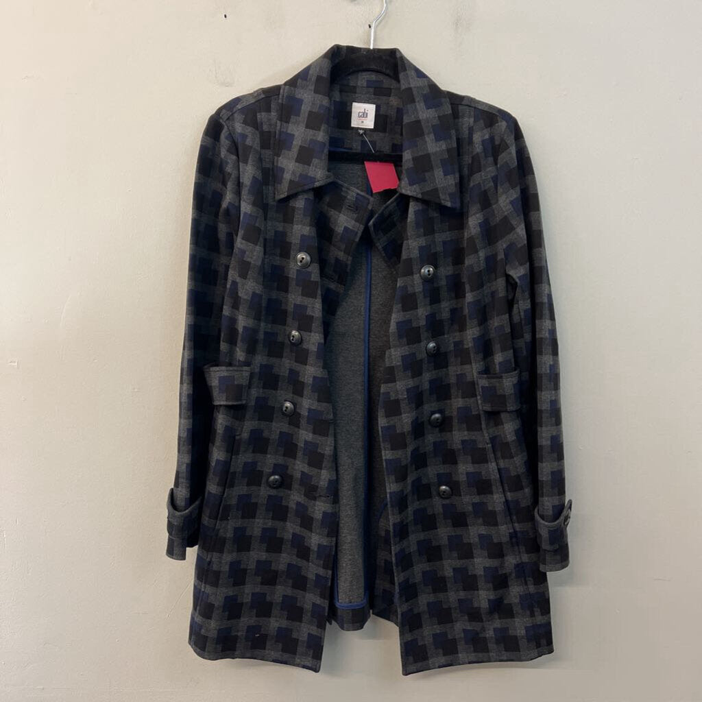 Cabi Grey/ Black/ Blue Print Lightweight Jacket Medium