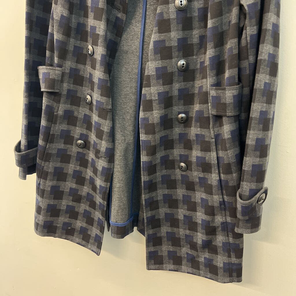 Cabi Grey/ Black/ Blue Print Lightweight Jacket Medium