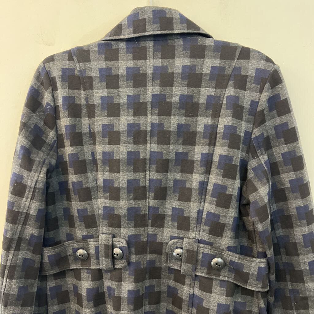 Cabi Grey/ Black/ Blue Print Lightweight Jacket Medium