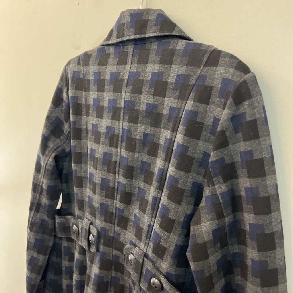 Cabi Grey/ Black/ Blue Print Lightweight Jacket Medium