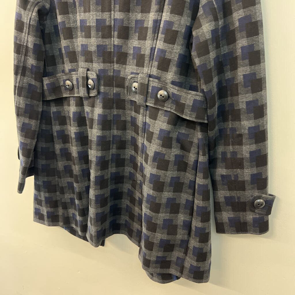 Cabi Grey/ Black/ Blue Print Lightweight Jacket Medium
