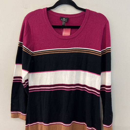Marble Black/ Purple/ Brown Striped Long Sleeve Maxi Dress Medium