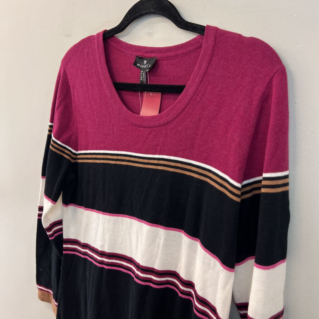 Marble Black/ Purple/ Brown Striped Long Sleeve Maxi Dress Medium