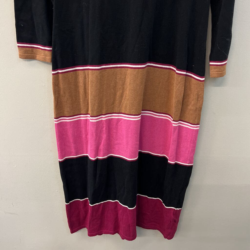 Marble Black/ Purple/ Brown Striped Long Sleeve Maxi Dress Medium