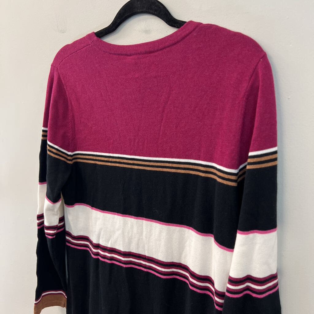 Marble Black/ Purple/ Brown Striped Long Sleeve Maxi Dress Medium
