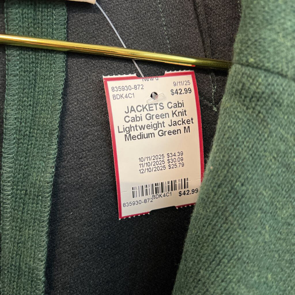 Cabi Green Knit Lightweight Jacket Medium