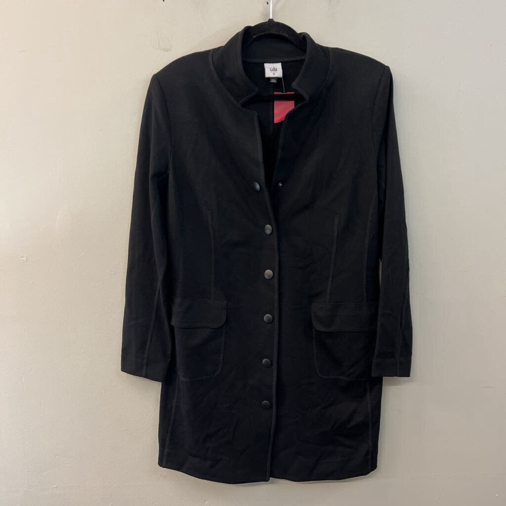 Cabi Black Textured Long Lightweight Jacket Medium